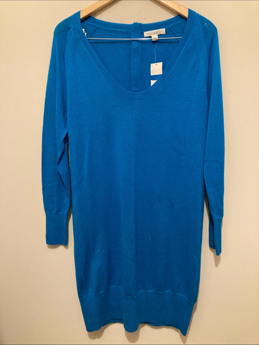 Banana Republic Bright Turquoise extra fine Merino wool Sweater dress